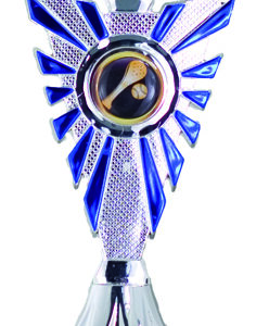 Copa deportiva plateada y azul 22 cm