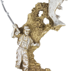 TROFEO DE PESCA MODELO PESCADOR Y PEZ GRANDE 35 CM