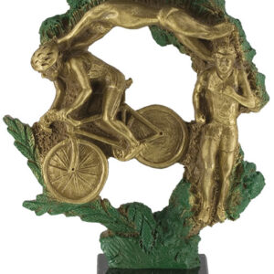 TROFEO TRIATLÓN DORADO Y VERDE 27 CM