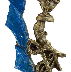 TROFEO DE CARTAS DORADO Y AZUL MEDIANO