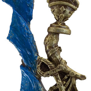 TROFEO DE CARTAS DORADO Y AZUL PEQUEÑO