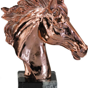 TROFEO FIGURA CABEZA CABALLO COLOR METALIZADO BRONCE
