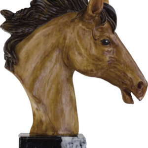 TROFEO FIGURA CABEZA CABALLO COLOR MARRÓN GRANDE