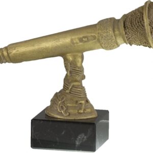 TROFEO MICRÓFONO COLOR ORO VIEJO