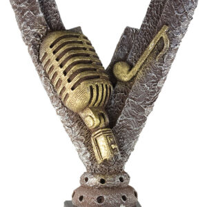 TROFEO DE MÚSICA MICRÓFONO Y NOTA MUSICAL GRANDE