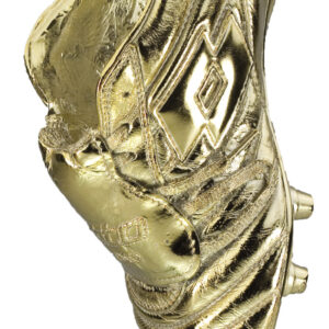 TROFEO TIPO BOTA DE ORO, TAMAÑO REAL, DORADO METALIZADO